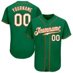 Maillot de baseball Kelly authentique blanc-orange personnalisé vert Maillot de baseball Kelly authentique blanc-orange personnalisé vert