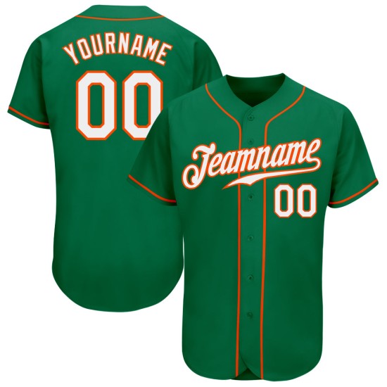 Maillot de baseball Kelly authentique blanc-orange personnalisé vert Maillot de baseball Kelly authentique blanc-orange personnalisé vert