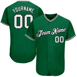 Maillot de baseball personnalisé blanc-noir authentique Kelly Green