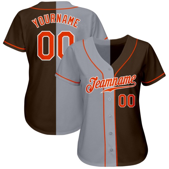 Maillot de baseball authentique marron fendu personnalisé mode orange-gris Maillot de baseball authentique marron fendu personnalisé mode orange-gris