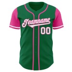 Maillot de baseball personnalisé vert, blanc et rose, authentique, Kelly Two Maillot de baseball personnalisé vert, blanc et rose, authentique, Kelly Two