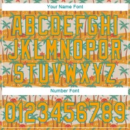 Maillot de baseball 3D motif palmiers doré et bleu sarcelle, motif authentique hawaïen, blanc, personnalisé