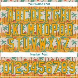 Maillot de baseball 3D motif palmiers doré et bleu sarcelle, motif authentique hawaïen, blanc, personnalisé