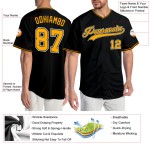 Maillot de baseball personnalisé or-blanc authentique noir Maillot de baseball personnalisé or-blanc authentique noir