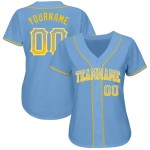 Maillot de baseball personnalisé bleu clair authentique or-blanc Drift Fashion Maillot de baseball personnalisé bleu clair authentique or-blanc Drift Fashion