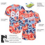 Maillot de baseball blanc clair à motif floral 3D orange et bleu Maillot de baseball blanc clair à motif floral 3D orange et bleu
