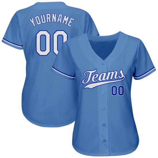 Maillot de baseball bleu personnalisé, blanc clair et bleu royal authentique Maillot de baseball bleu personnalisé, blanc clair et bleu royal authentique