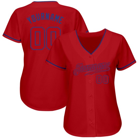 Maillot de baseball personnalisé rouge-royal authentique Maillot de baseball personnalisé rouge-royal authentique