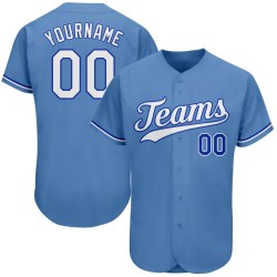 Maillot de baseball bleu personnalisé, blanc clair et bleu royal authentique