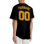 Maillot de baseball personnalisé or-blanc authentique noir Maillot de baseball personnalisé or-blanc authentique noir