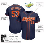 Maillot de baseball personnalisé bleu marine orange et blanc authentique Maillot de baseball personnalisé bleu marine orange et blanc authentique