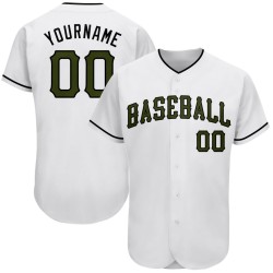 Maillot de baseball blanc du Memorial Day, olive-noir, authentique et personnalisé