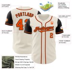 Maillot de baseball deux tons orange-noir personnalisés crème authentique Maillot de baseball deux tons orange-noir personnalisés crème authentique