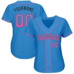 Maillot de baseball authentique rose-noir personnalisé, bleu poudre tendance Maillot de baseball authentique rose-noir personnalisé, bleu poudre tendance