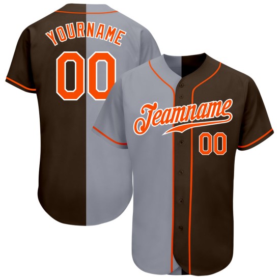 Maillot de baseball authentique marron fendu personnalisé mode orange-gris Maillot de baseball authentique marron fendu personnalisé mode orange-gris