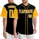 Maillot de baseball noir personnalisé authentique bicolore doré et blanc Maillot de baseball noir personnalisé authentique bicolore doré et blanc