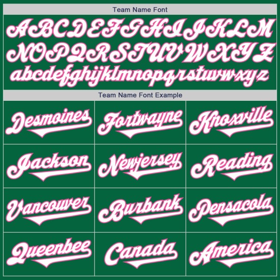 Maillot de baseball personnalisé vert, blanc et rose, authentique, Kelly Two Maillot de baseball personnalisé vert, blanc et rose, authentique, Kelly Two
