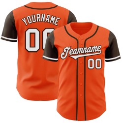 Maillot de baseball personnalisé orange authentique bicolore blanc-marron
