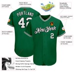 Maillot de baseball personnalisé blanc-noir authentique Kelly Green Maillot de baseball personnalisé blanc-noir authentique Kelly Green