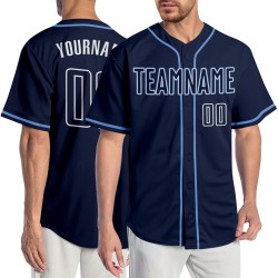 Maillot de baseball bleu marine clair et personnalisé