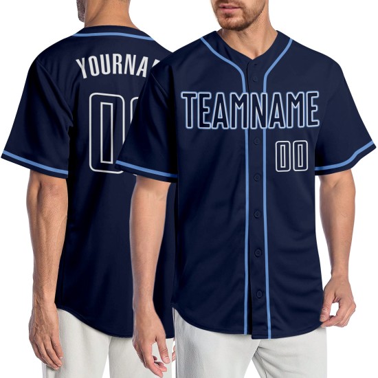 Maillot de baseball bleu marine clair et personnalisé Maillot de baseball bleu marine clair et personnalisé