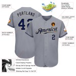 Maillot de baseball personnalisé bleu marine-gris Vegas, doré et authentique Maillot de baseball personnalisé bleu marine-gris Vegas, doré et authentique