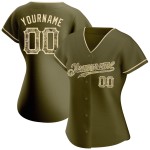 Au maillot de baseball Olive Cream Custom Camo-City Authentic Service Salute Au maillot de baseball Olive Cream Custom Camo-City Authentic Service Salute