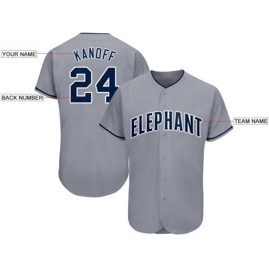 Maillot de baseball gris bleu marine-blanc personnalisé Maillot de baseball gris bleu marine-blanc personnalisé