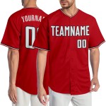 Maillot de baseball authentique rouge personnalisé blanc-noir Maillot de baseball authentique rouge personnalisé blanc-noir