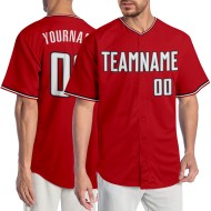 Maillot de baseball authentique rouge personnalisé blanc-noir