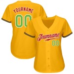 Maillot de baseball personnalisé or vert-rouge authentique fluo Maillot de baseball personnalisé or vert-rouge authentique fluo