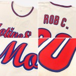 Maillot de baseball authentique personnalisé crème rouge-bleu roi Maillot de baseball authentique personnalisé crème rouge-bleu roi