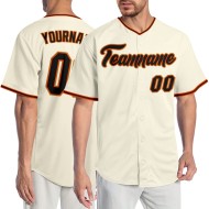 Maillot de baseball noir personnalisé crème orange-vieil or authentique