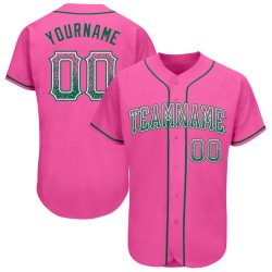 Maillot de baseball personnalisé Kelly Drift Fashion, rose authentique, vert et blanc