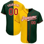 Maillot de baseball authentique Split personnalisé vert rouge-jaune mode Maillot de baseball authentique Split personnalisé vert rouge-jaune mode