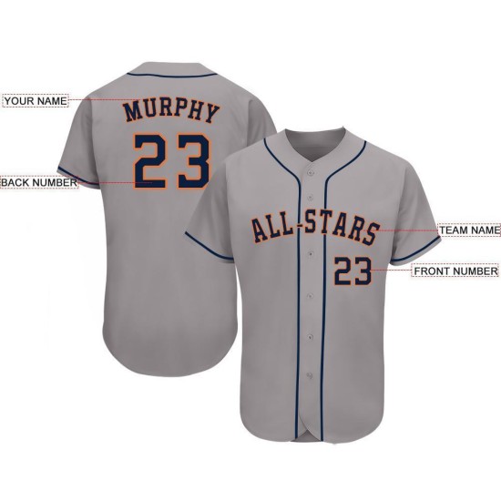 Maillot de baseball gris personnalisé bleu marine et orange Maillot de baseball gris personnalisé bleu marine et orange
