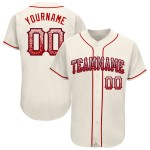 Maillot de baseball authentique crème Fashion Drift personnalisé rouge-bleu marine Maillot de baseball authentique crème Fashion Drift personnalisé rouge-bleu marine