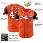 Maillot de baseball personnalisé orange authentique bicolore blanc-marron Maillot de baseball personnalisé orange authentique bicolore blanc-marron