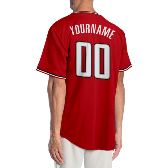 Maillot de baseball authentique rouge personnalisé blanc-noir Maillot de baseball authentique rouge personnalisé blanc-noir