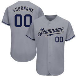 Maillot de baseball personnalisé bleu marine-gris Vegas, doré et authentique