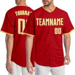 Maillot de baseball personnalisé authentique blanc-or rouge