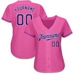 Maillot de baseball rose authentique violet-blanc personnalisé Maillot de baseball rose authentique violet-blanc personnalisé