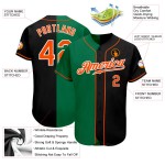 Maillot de baseball noir Green Fashion Orange-Kelly personnalisé Split authentique Maillot de baseball noir Green Fashion Orange-Kelly personnalisé Split authentique
