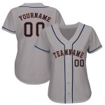 Maillot de baseball gris personnalisé bleu marine et orange Maillot de baseball gris personnalisé bleu marine et orange