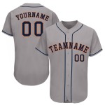 Maillot de baseball gris personnalisé bleu marine et orange Maillot de baseball gris personnalisé bleu marine et orange