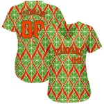 Maillot de baseball orange-noir, motif vert fluo personnalisé 3D, authentique Maillot de baseball orange-noir, motif vert fluo personnalisé 3D, authentique