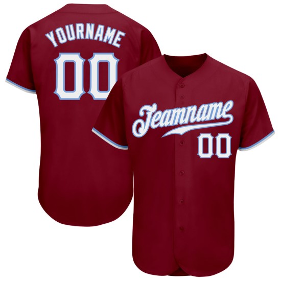 Maillot de baseball blanc clair authentique cramoisi bleu personnalisé Maillot de baseball blanc clair authentique cramoisi bleu personnalisé