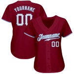 Maillot de baseball blanc clair authentique cramoisi bleu personnalisé Maillot de baseball blanc clair authentique cramoisi bleu personnalisé
