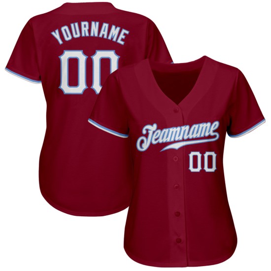 Maillot de baseball blanc clair authentique cramoisi bleu personnalisé Maillot de baseball blanc clair authentique cramoisi bleu personnalisé