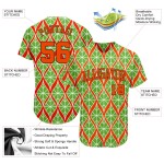 Maillot de baseball orange-noir, motif vert fluo personnalisé 3D, authentique Maillot de baseball orange-noir, motif vert fluo personnalisé 3D, authentique